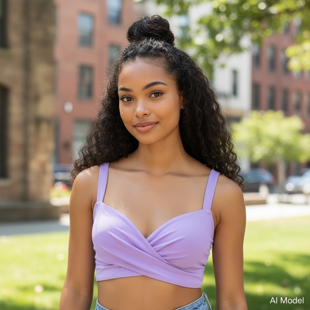 Aqua Eve Bikini Top Women Large Lavender Purple Crossover Wrap Swim FLZB43667-L‎